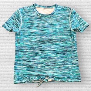 Old Navy Girls Blue Space Dye Tie-Front Swim Rashguard Top